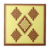 Oosters Rood Geel Rozet Japan Oosterse kunst Tegeltje (Voorkant)