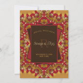 Oosters Rood Goud Satijnen Kant Monogram Speciale Kaart (Voorkant)