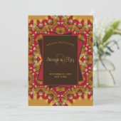Oosters Rood Goud Satijnen Kant Monogram Speciale Kaart (Staand voorkant)