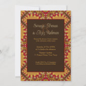 Oosters Rood Goud Satijnen Kant Monogram Speciale Kaart (Achterkant)