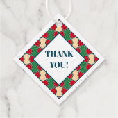 Oosters rood groen boog Stropdas geometrisch patro Bedankjes Labels (Achterkant)