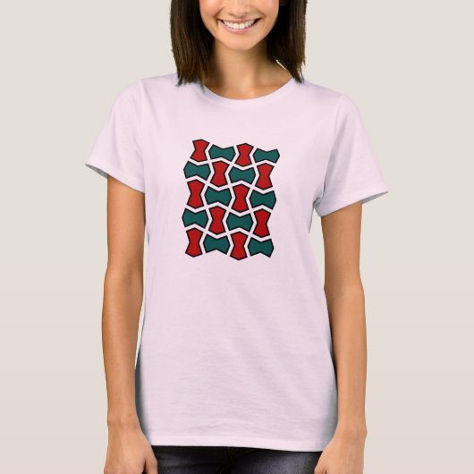 Oosters rood groen boog Stropdas geometrisch patro T-shirt (Voorkant)