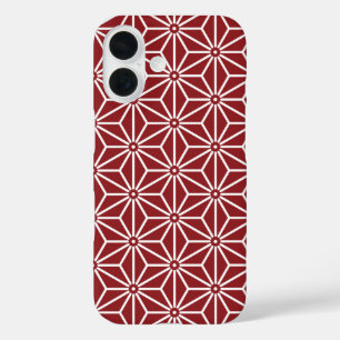 Oosters rood Shinshu Asanoha Japan Patroon iPhone 16 Hoesje
