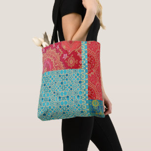 OOSTERS rood turquoise patroon - Canvas tas