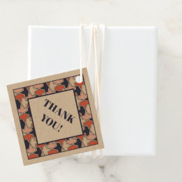 Oosters Rood Wit Blauw Geometrisch Pijlpatroon Bedankjes Labels