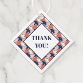 Oosters Rood Wit Blauw Geometrisch Pijlpatroon Bedankjes Labels (Achterkant)