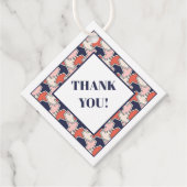 Oosters Rood Wit Blauw Geometrisch Pijlpatroon Bedankjes Labels (Voorkant)