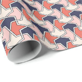 Oosters Rood Wit Blauw Geometrisch Pijlpatroon Cadeaupapier (Rol Hoek)