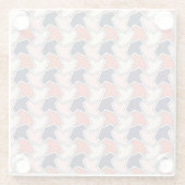 Oosters Rood Wit Blauw Geometrisch Pijlpatroon Glazen Onderzetter (Achterkant)