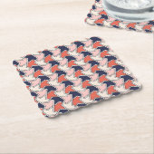 Oosters Rood Wit Blauw Geometrisch Pijlpatroon Kartonnen Onderzetters (Gebogen)