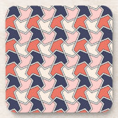 Oosters Rood Wit Blauw Geometrische Pijlen Art Bier Onderzetter (Voorkant)