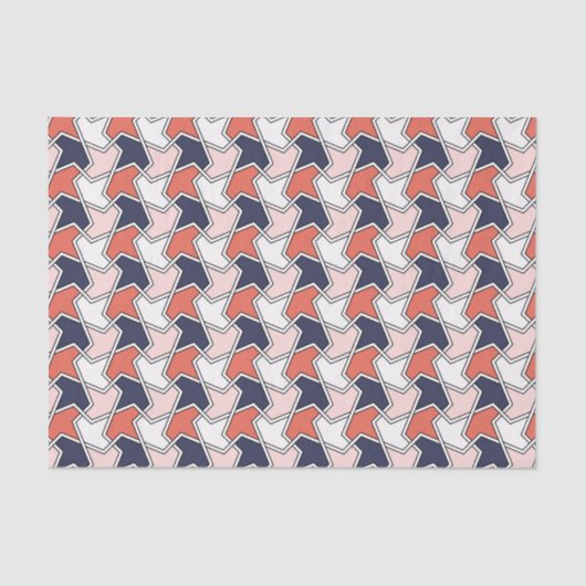 Oosters Rood Wit Blauw Geometrische Pijlen Art Tissuepapier (Voorkant)