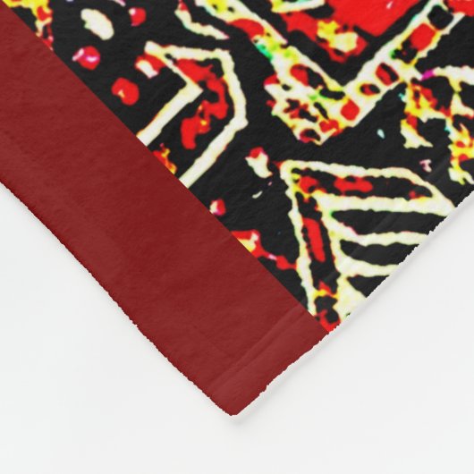 Oosters rood-wit geometrisch stampatroon fleece deken (Hoek)