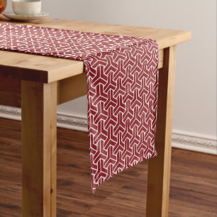 Oosters Rood Wit Shinshu Japan Bishamon Patroon Korte Tafelloper