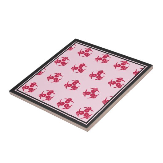 Oosters Roze Grijs Drie Ganzen Japan Mon Art Tegeltje (Zijkant)