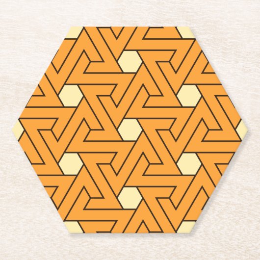 Oosters Sinaasappel Beige Driehoek Spiralen Egypti Kartonnen Onderzetters (Voorkant)