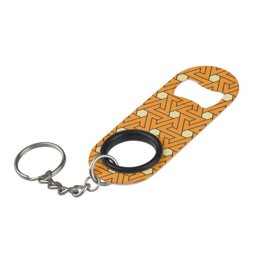 Oosters Sinaasappel Beige Driehoek Spiralen Egypti Mini Flessenopener (Voorkant Gekanteld)