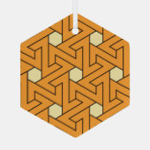 Oosters Sinaasappel Beige Triple Spiral Arab Patte Glas Ornament (Achterkant)