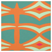 Oosters sinaasappel crème blauw stof (Swatch)