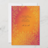 Oosters sinaasappel geel Sunset Mandala Huwelijk Kaart (Achterkant)