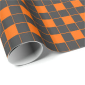 Oosters Sinaasappel grijs Japan Geometrisch geruit Cadeaupapier (Rol Hoek)