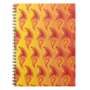 Oosters Sinaasappel Twin flame Perzisch Paisley Pa Notitieboek