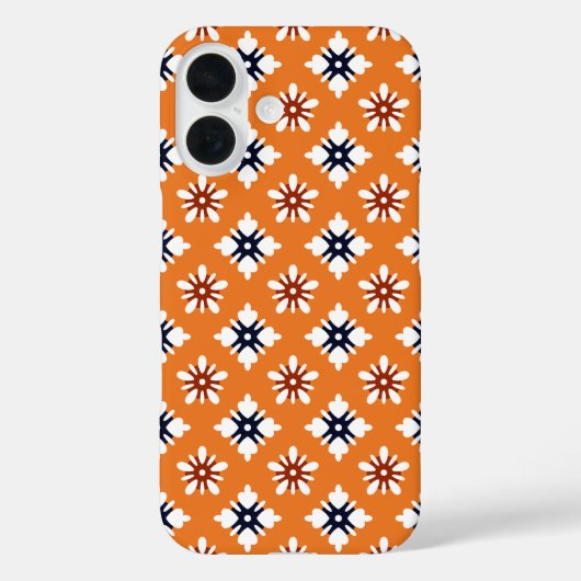 Oosters Sinaasappel Wit Rood Katazome bloemenpatro Case-Mate iPhone Case (Achterkant)