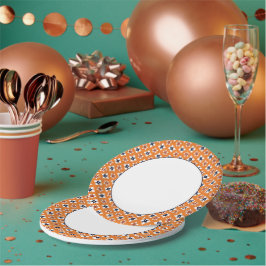 Oosters Sinaasappel Wit Rood Katazome bloemenpatro Papieren Bordje