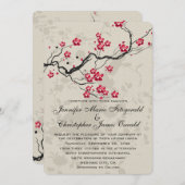 Oosters Stijl Sakura Kersenbloesem Kunst Bruiloft Kaart (Voorkant / Achterkant)