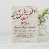 Oosters Stijl Sakura Kersenbloesem Kunst Bruiloft Kaart (Staand voorkant)