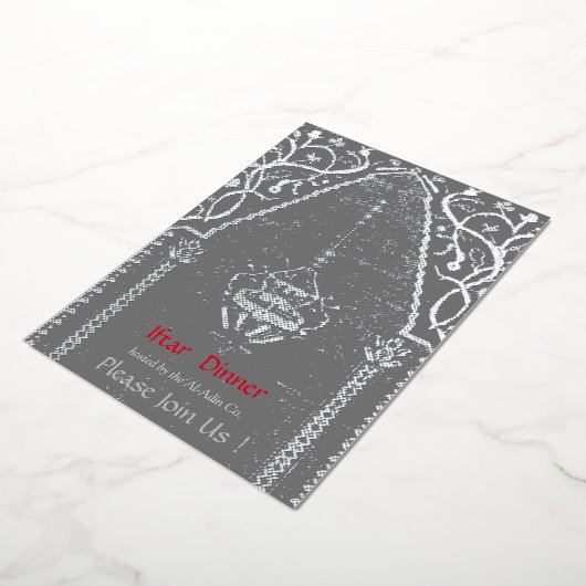 Oosters tapijt Moskee - iftar diner Folie Uitnodiging (Gedraaid)