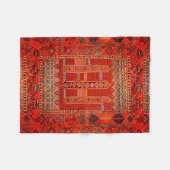 Oosters tapijtontwerp in levendige sinaasappels fleece deken (Voorkant (Horizontaal))