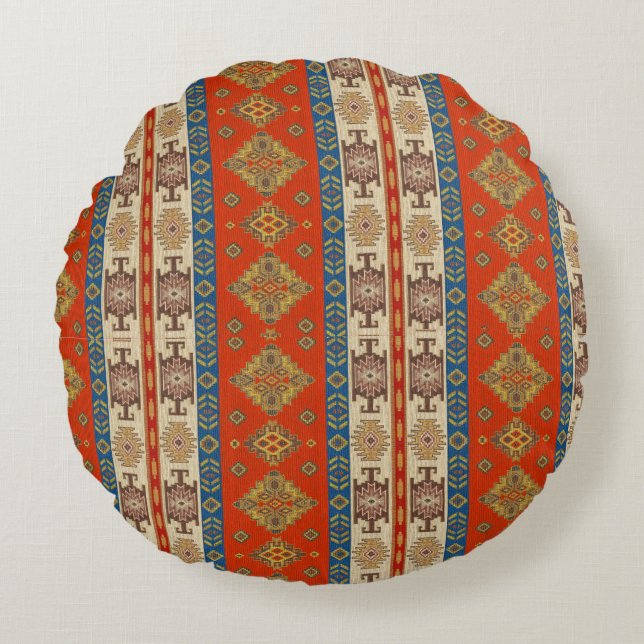 Oosters Turks Patroon Rond Kussen (Voorkant)