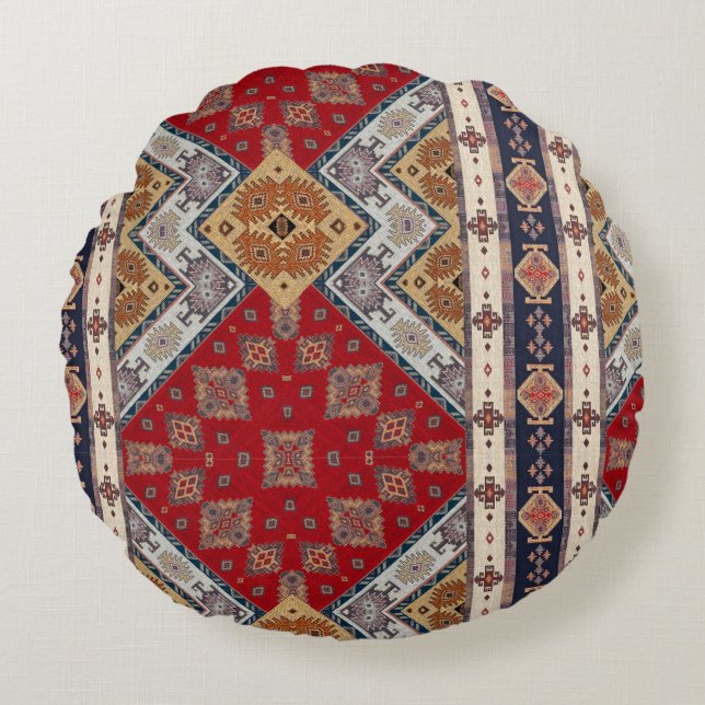 Oosters Turks Patroon Rond Kussen (Voorkant)