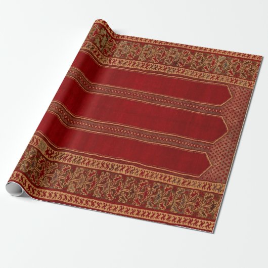 Oosters Turks Pers Tapijt Rood Cadeaupapier (Uitgerold)