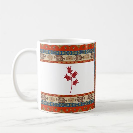 Oosters Turks Rood En Bruin Mok Met Tulpen (Links)