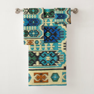 Oosters Turkse Perzische Tapijt Blauw Groen Bad Handdoek