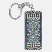 Oosters Turkse Perzische Tapijt Blauw Sleutelhanger (Voorkant Links)