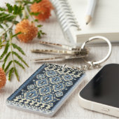 Oosters Turkse Perzische Tapijt Blauw Sleutelhanger (Voorkant Rechts)