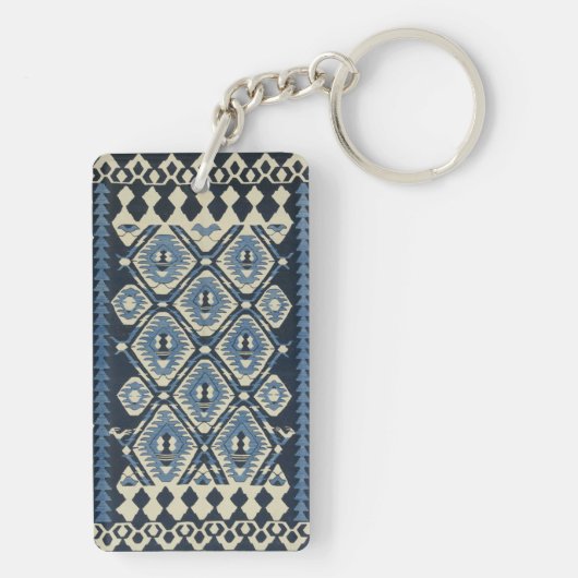Oosters Turkse Perzische Tapijt Blauw Sleutelhanger (achterkant)