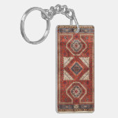 Oosters Turkse Perzische Tapijt Rood Sleutelhanger (Voorkant Links)
