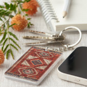 Oosters Turkse Perzische Tapijt Rood Sleutelhanger (Voorkant Rechts)