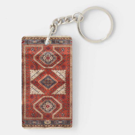 Oosters Turkse Perzische Tapijt Rood Sleutelhanger (achterkant)