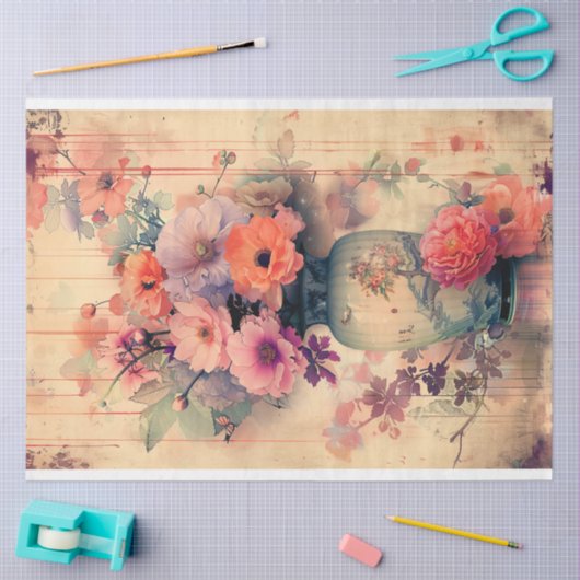 Oosters  Vaas & Bloemen Japans Tissuepapier (Craft)