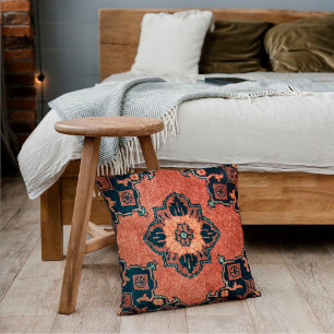 Oosters verbrand Umber Ebony zwart Perzisch tapijt Kussen