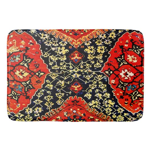 Oosters vloerkleed in blauw&sinaasappel badmat (Voorkant)