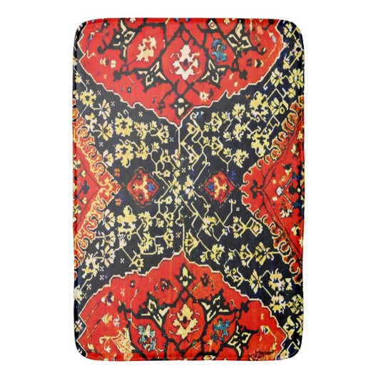 Oosters vloerkleed in blauw&sinaasappel badmat (Voorkant Verticaal)