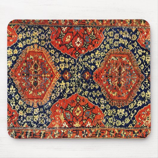 Oosters vloerkleed in blauw & sinaasappel muismat (Voorkant)