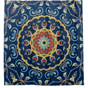 Oosters Waterverf Bloemen Mandala Tapijt Douchegordijn