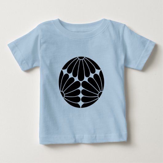 Oosters Zwart Kiku Chrysanthemum Mon Vector Kunst (Voorkant)
